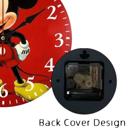 Mickey Mouse Wall Clock Red Yellow Analog Quartz Round Wall Decor 10” NEW - Picture 3 of 16